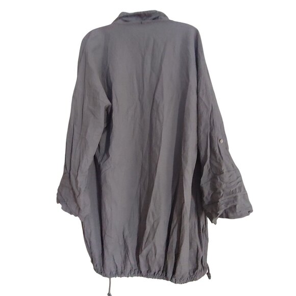 Camille & Co Linen Gray Jacket Lagenlook Lagom Minimalist Baggy Funky L Italy - Picture 2 of 14